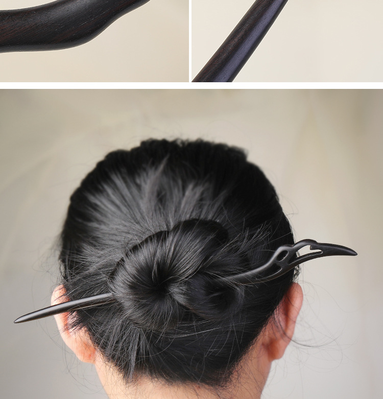 黑檀木发簪古风簪子绿檀木簪 高级感新中式盘发头饰木质发钗批发详情5