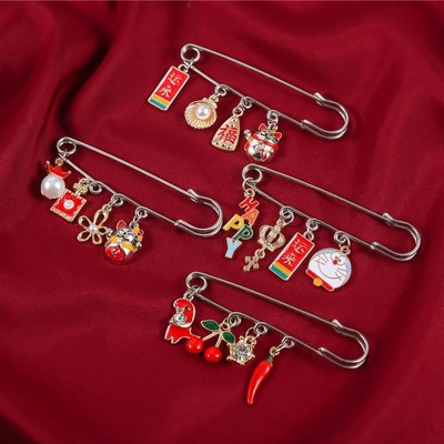 新年胸针新款合金胸花虎年过年别针春节饰品 滴油彩绘厂家现货详情5