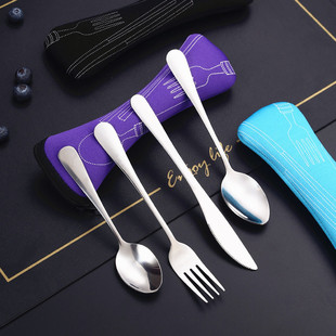 便携不锈钢餐具三件套公司活动礼品印刷logo学生叉子勺子筷子套装详情9