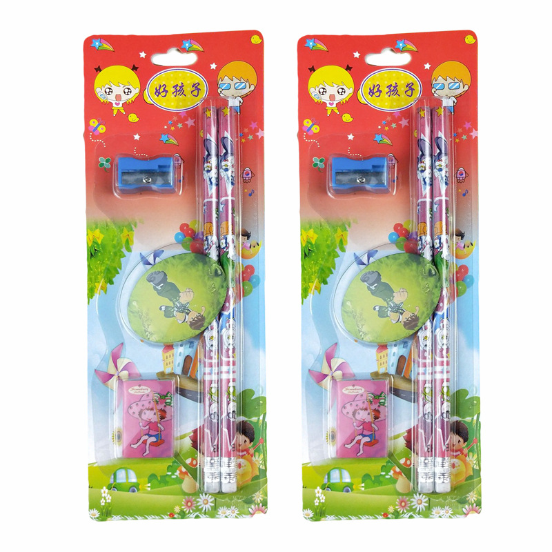 One-yuan store pencil sets, card-packed pencils, erasers, pencil sharpeners, pencil sets, one-yuan stationery pic 1