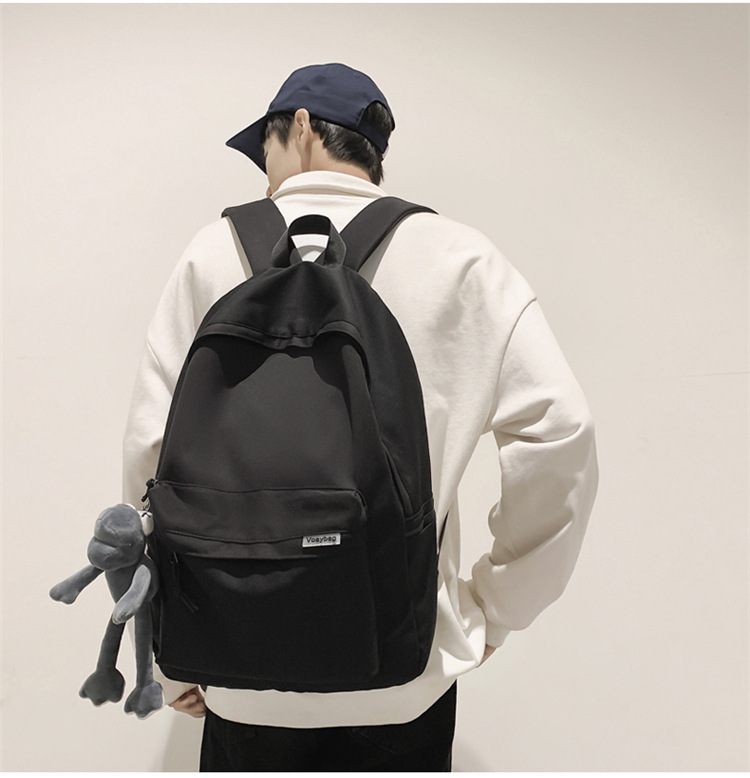 A large-capacity, ins, trendy and cool, canvas, simple grey backpack for boys in junior high school, senior high school and college pic 8