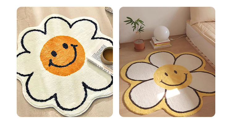 小清新花卉异形四季通用卧室床边毯家用吸水防滑仿羊绒客厅地毯详情11
