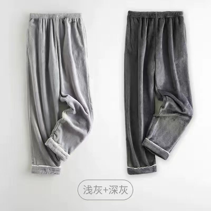 2条装加厚睡裤男法兰绒男士秋冬暖暖裤珊瑚绒大码家居保暖裤外穿详情20
