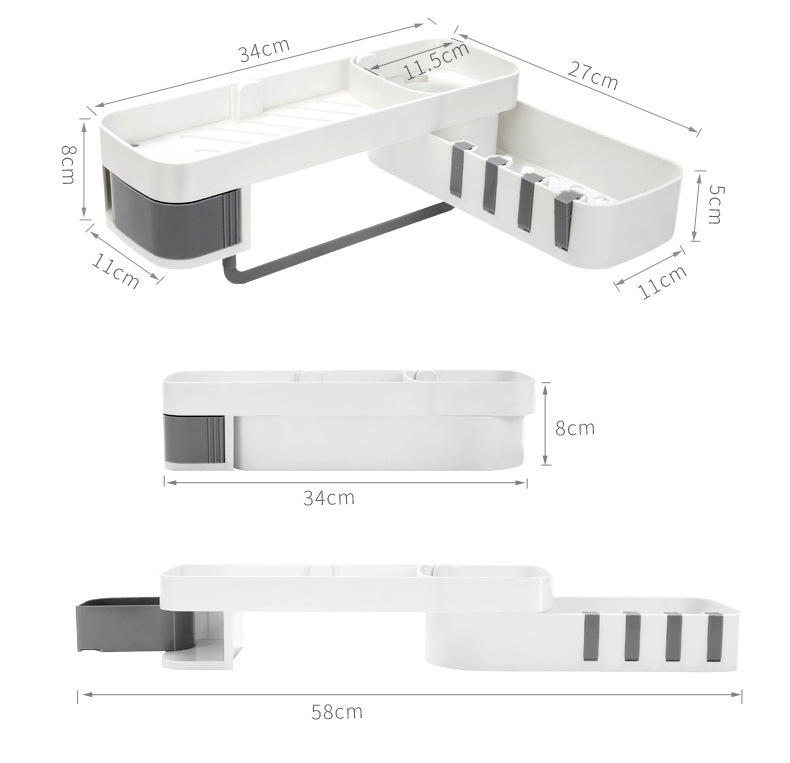 Seamless, non-perforated bathroom storage rack, bathroom rack, seamless rotating storage rack, washbasin rack, flat-angle triangular storage rack pic 20