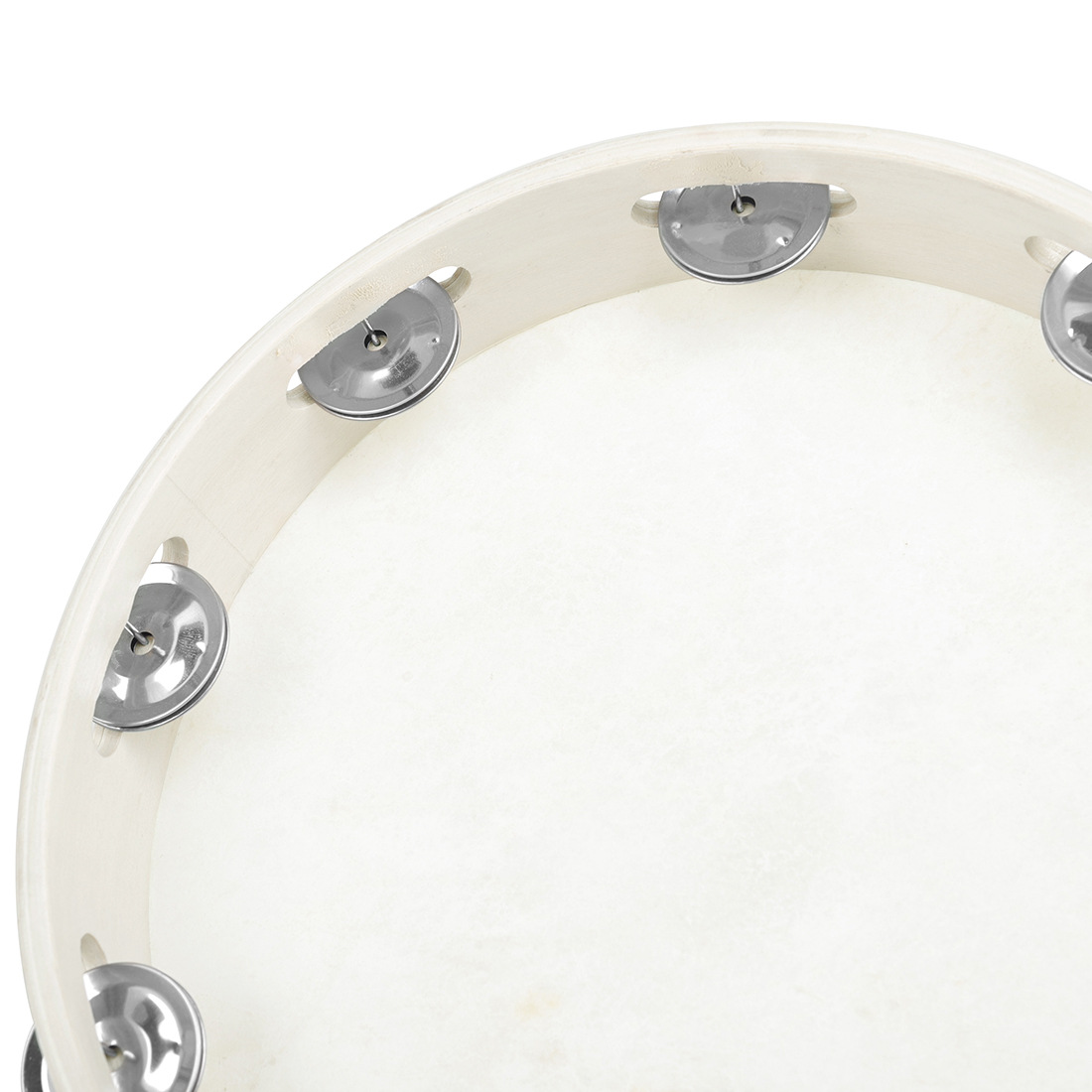 Orff percussion instrument, 10-inch hand-cranked tambourine with white edges in wood color, imitation sheepskin hand-tapped drum, music early education toy pic 9