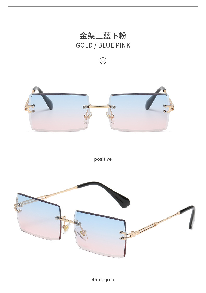 New frameless trimmed square gradient ocean sunglasses, European and American fashion, Instagram-popular street style sunglasses pic 29