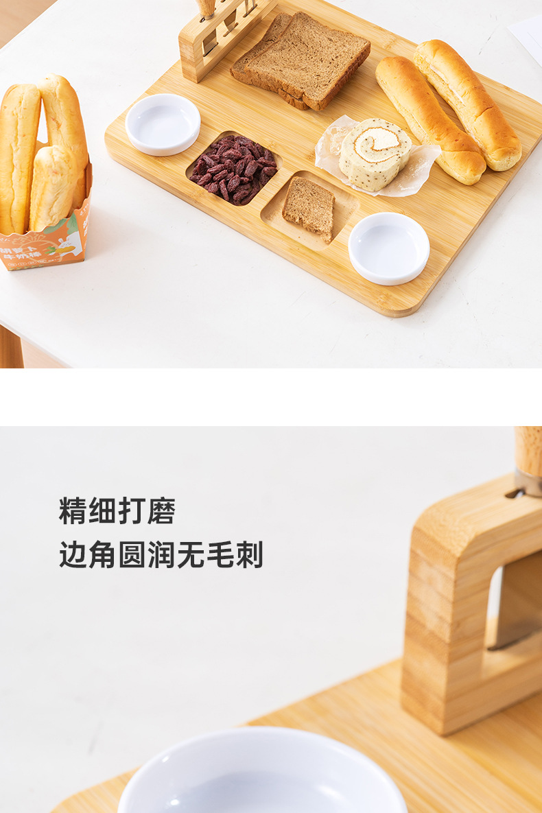 竹木芝士板套装带抽屉奶酪披萨板面包点心西餐盘木质菜板圆形砧板详情7