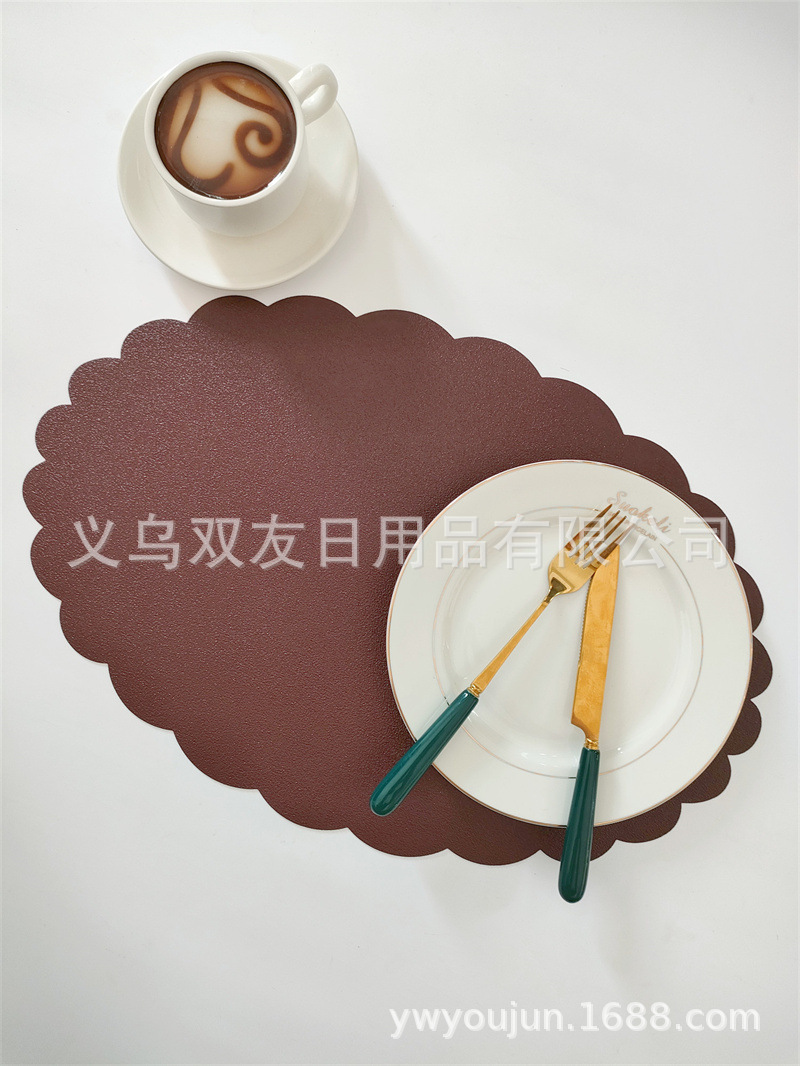 PVC matte oval lace table MATS, European-style anti-slip, waterproof, no-wash heat-insulating MATS, Western placemats, tableware decorative MATS pic 5