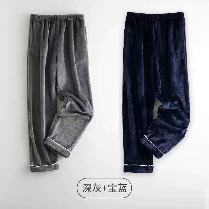 2条装加厚睡裤男法兰绒男士秋冬暖暖裤珊瑚绒大码家居保暖裤外穿详情18