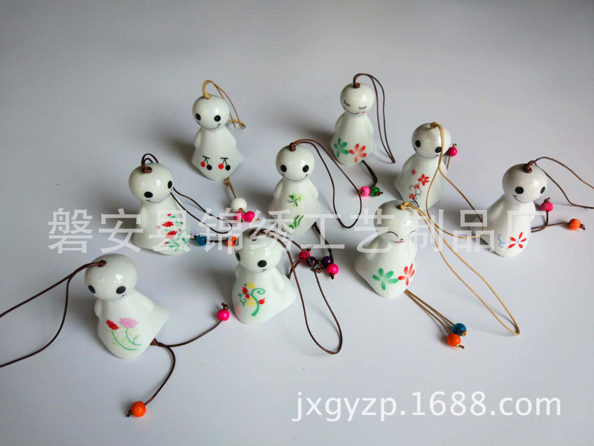 Hot-selling ceramic sunny day doll wind chime, sunny day doll pendant, car hanging, home decoration pendant pic 1