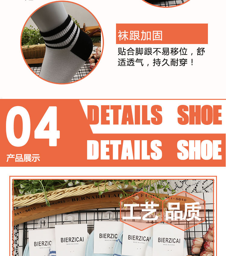 春夏季新款女士短筒袜子简约网眼船袜学院风透气棉袜INS潮款袜子详情3