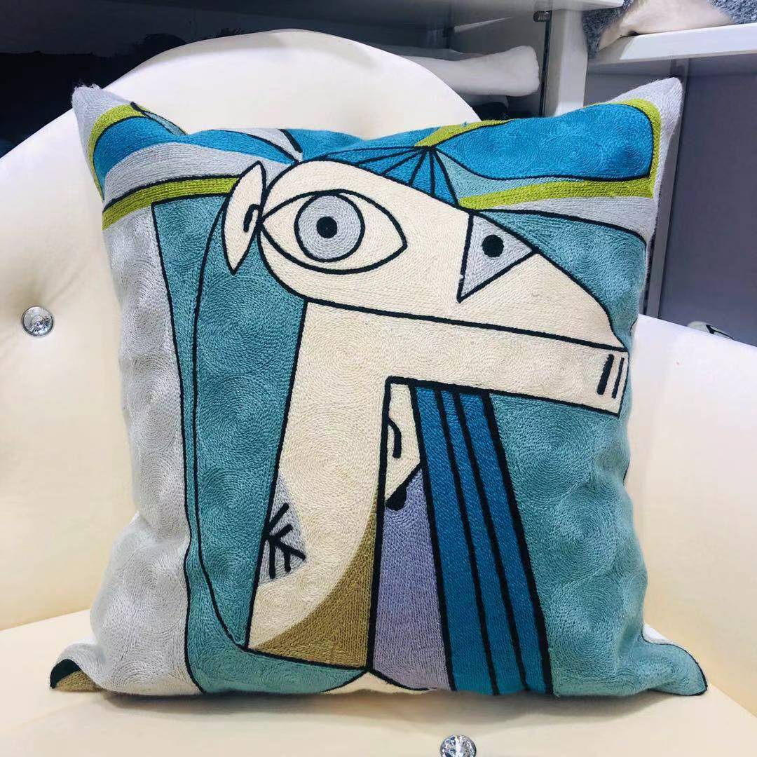 Picasso pillowcase, full-page embroidered abstract art sofa, Amazon cross-border cushion without core pic 11