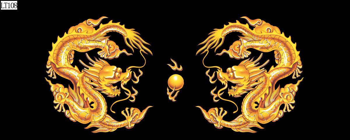 Fish tank aquarium decorative landscape background painting, pp material without glue, dragon background painting, two dragons playing with a pearl, dragon Roaming the world painting pic 8