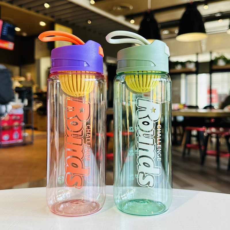 Creative plastic cup, portable student cup, fresh, heat-resistant, simple and shock-resistant, tea filter, popular online water cup, transparent pic 9