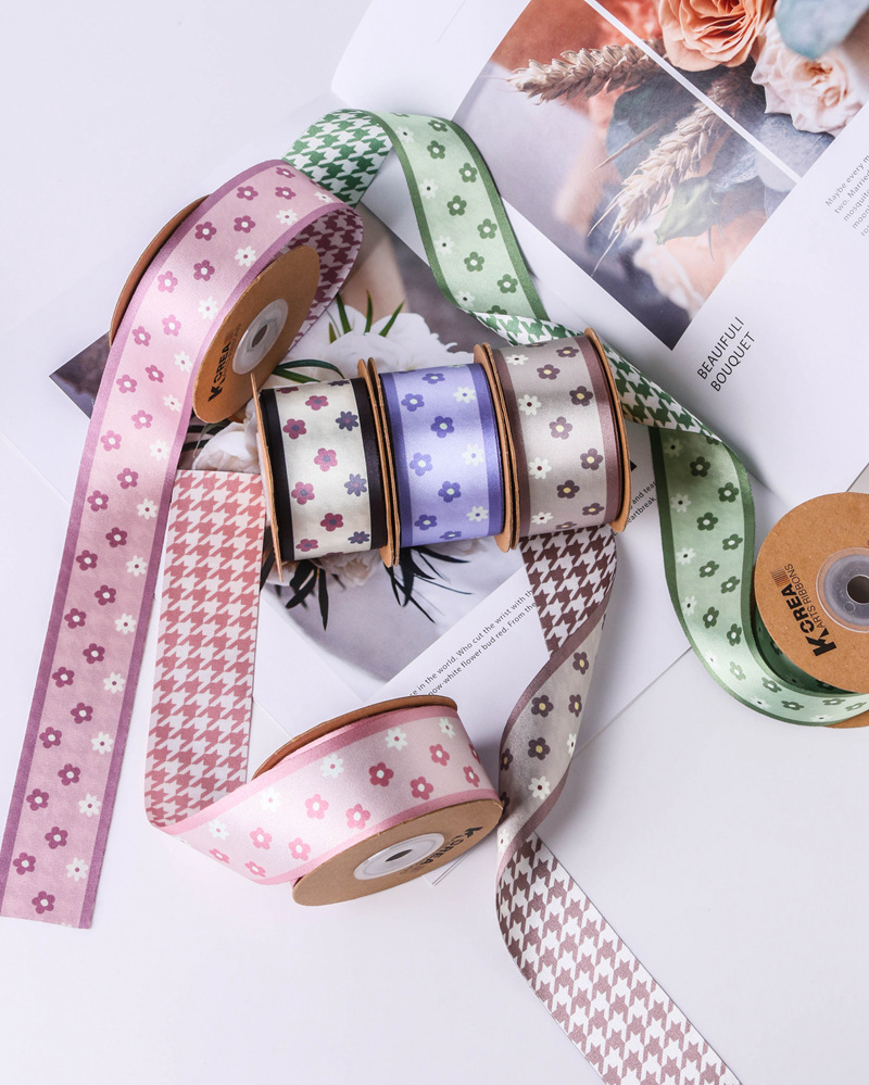 AB side small floral patterns, thousand bird patterns, printed webbing, flower gift packaging, DIY hair accessories, bow bag decoration pic 11