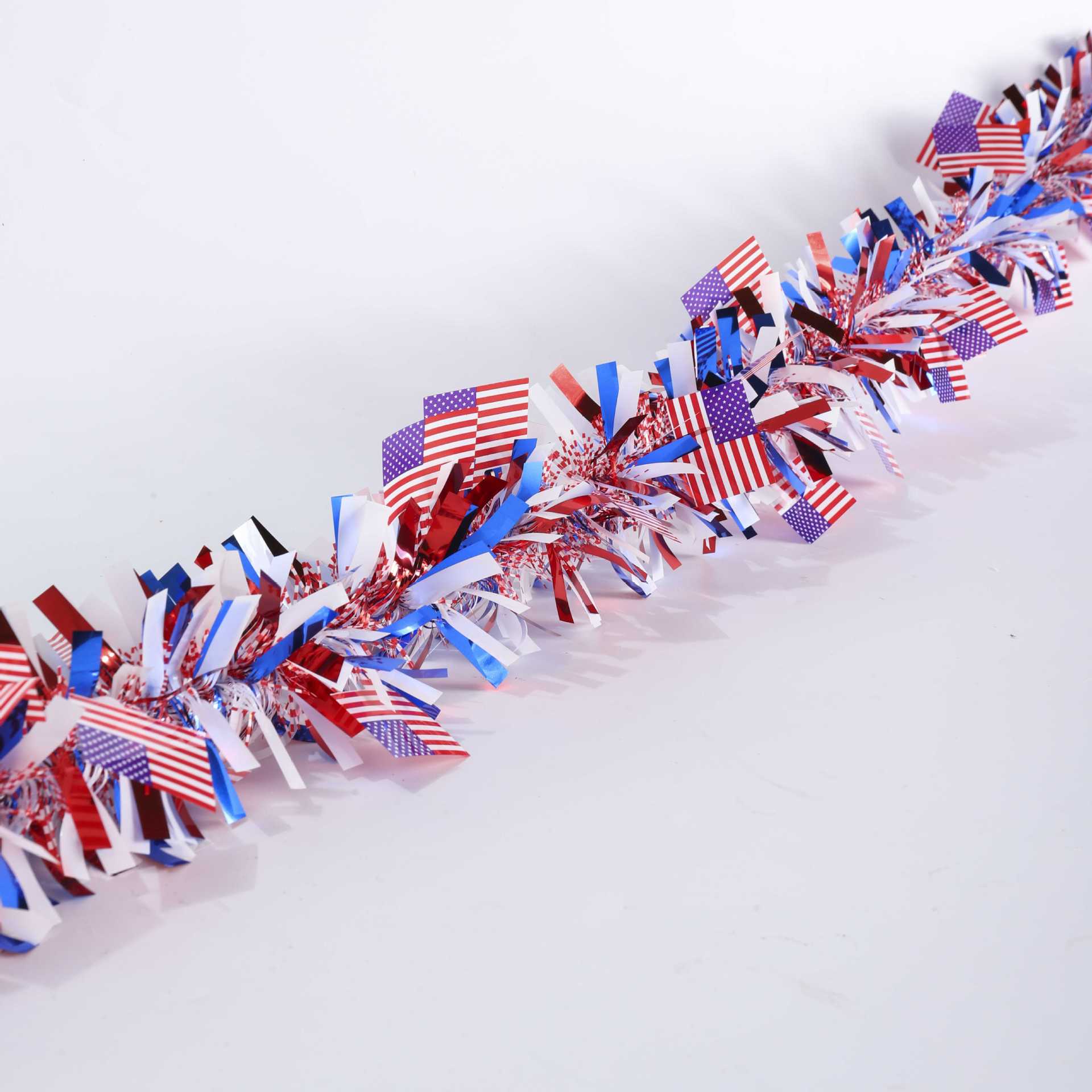 Factory wholesale cross-border exclusive supply of American flag decorative ribbons, woolen strips, Amazon festival celebration decorations pic 1