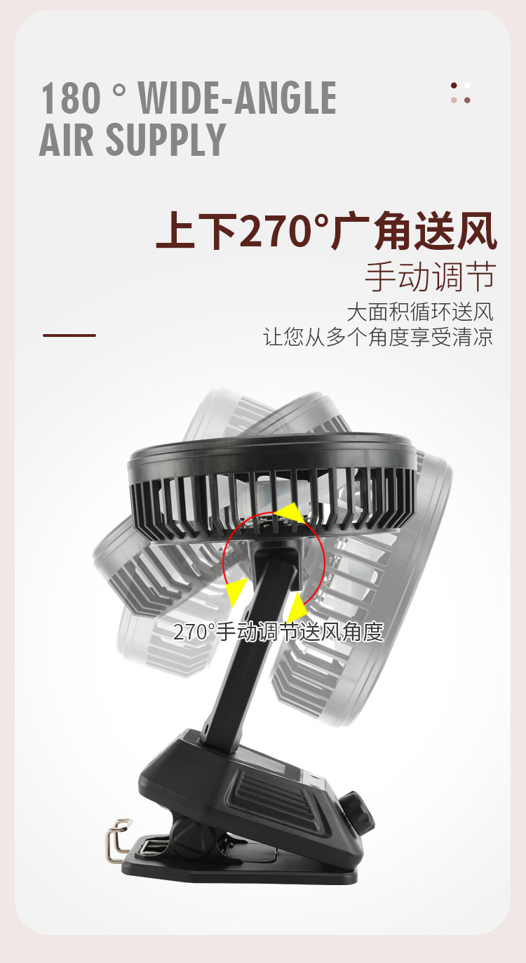2022 New mini Fan, mini portable silent oscillating desktop, baby stroller clip-on charging electric fan for car pic 6