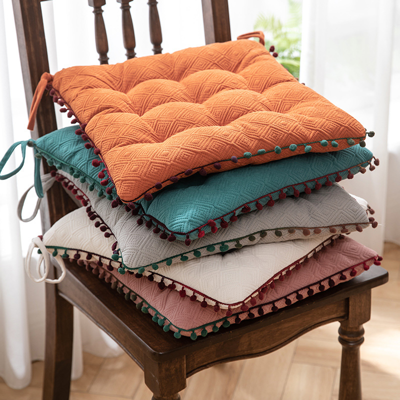 Thickened solid color velvet chair cushions for the bedroom floor, square anti-slip strap floor cushions suitable for all seasons pic 4