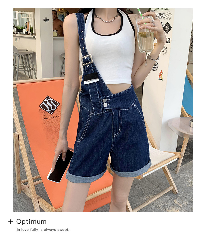 Summer retro salt single-shoulder overalls for women 2021 new style fashionable and youthful thin denim shorts, Korean style loose pic 19