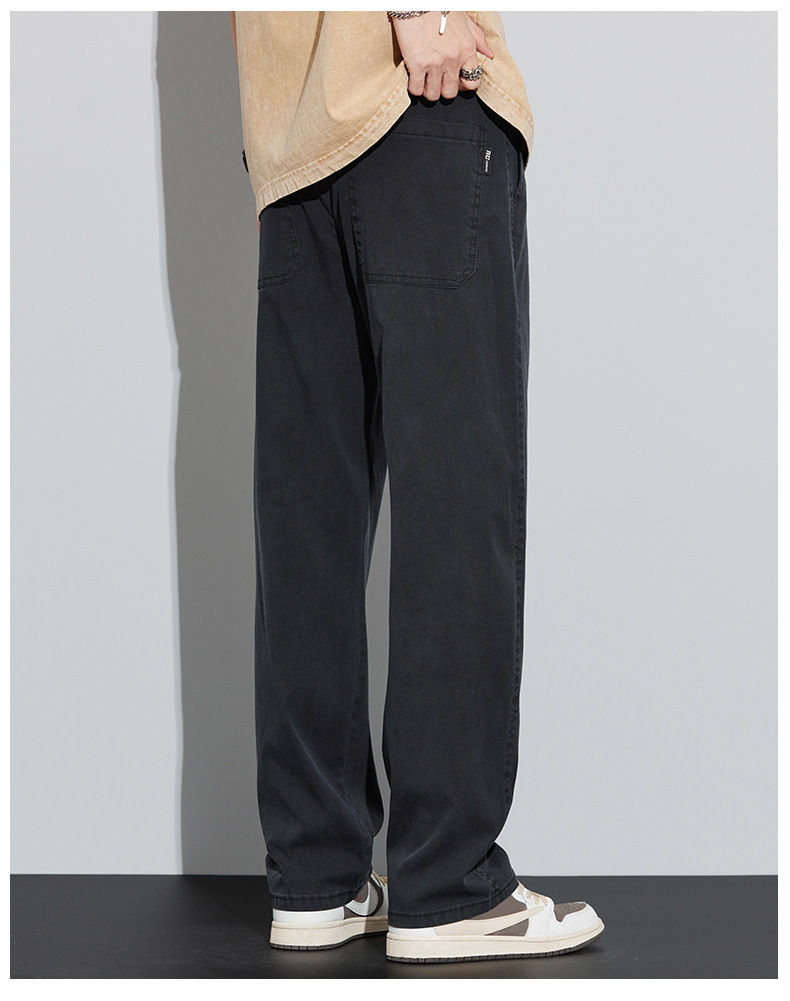 男士牛仔裤夏季薄款2024年新款宽松紧腰直筒学生阔腿冰丝休闲长裤详情16