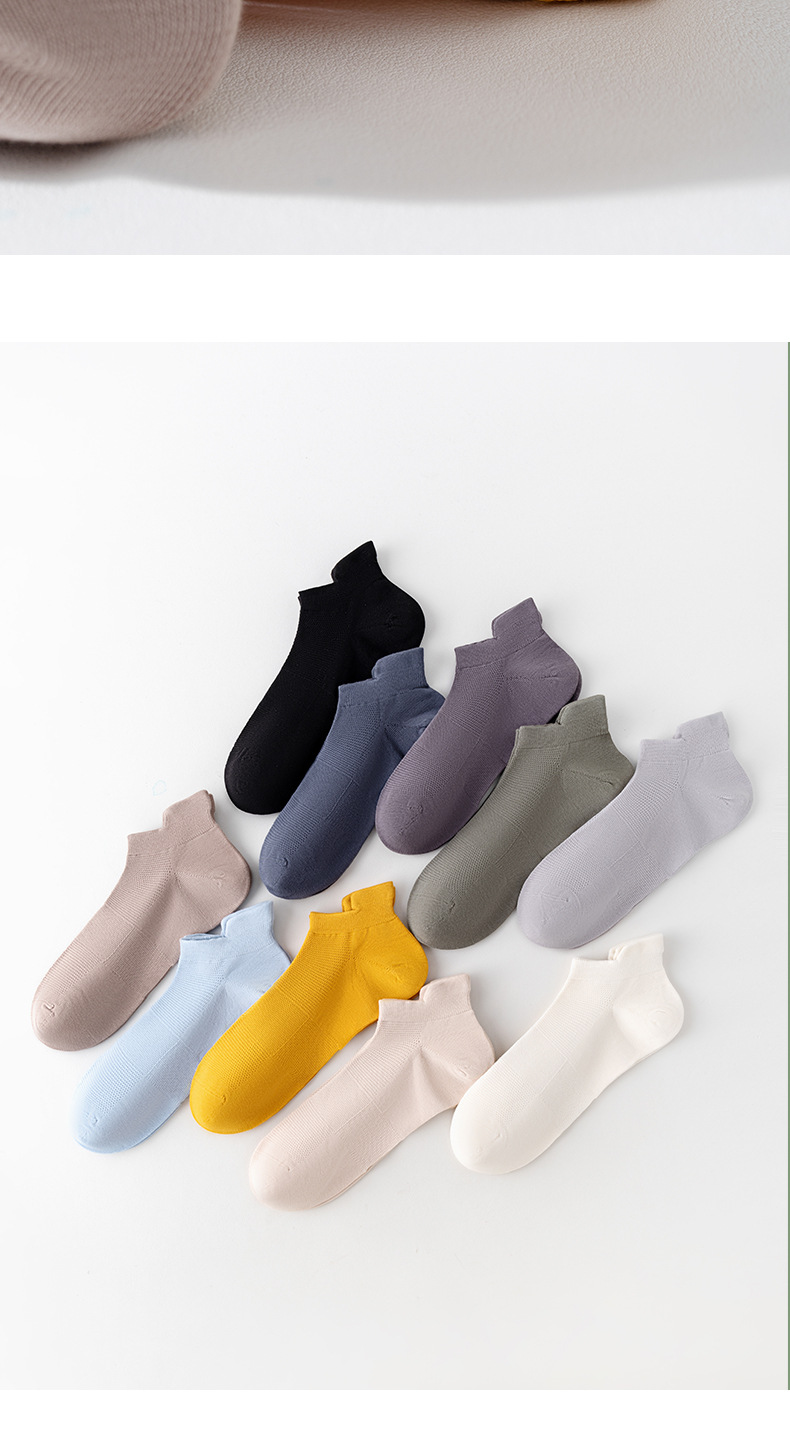 袜子神瞳一件代发诸暨袜子男士短袜夏季薄款网眼船袜纯色运动防滑棉袜不掉跟跑步袜一件代发详情18