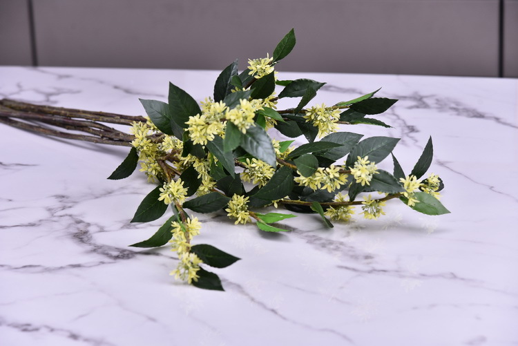 Wholesale artificial yellow osmanthus and laurel, green landscape garden artificial trees, decorative golden osmanthus leaves, home, hotel and homestay artificial flowers pic 16