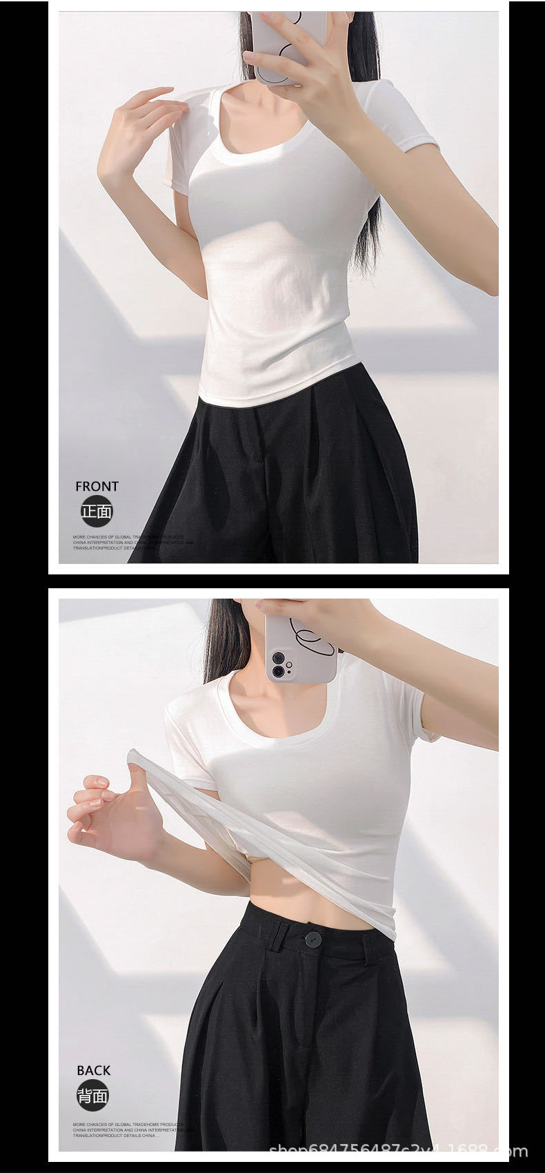 美式修身短袖T恤女2025夏季新款收腰圆领体恤甜辣短款小上衣打底详情16