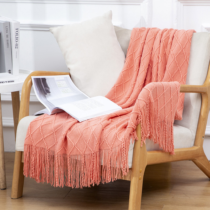 Blanket, sofa blanket, office leisure nap, air-conditioned nap blanket, bed end blanket, knitted blanket, small woolen blanket pic 7
