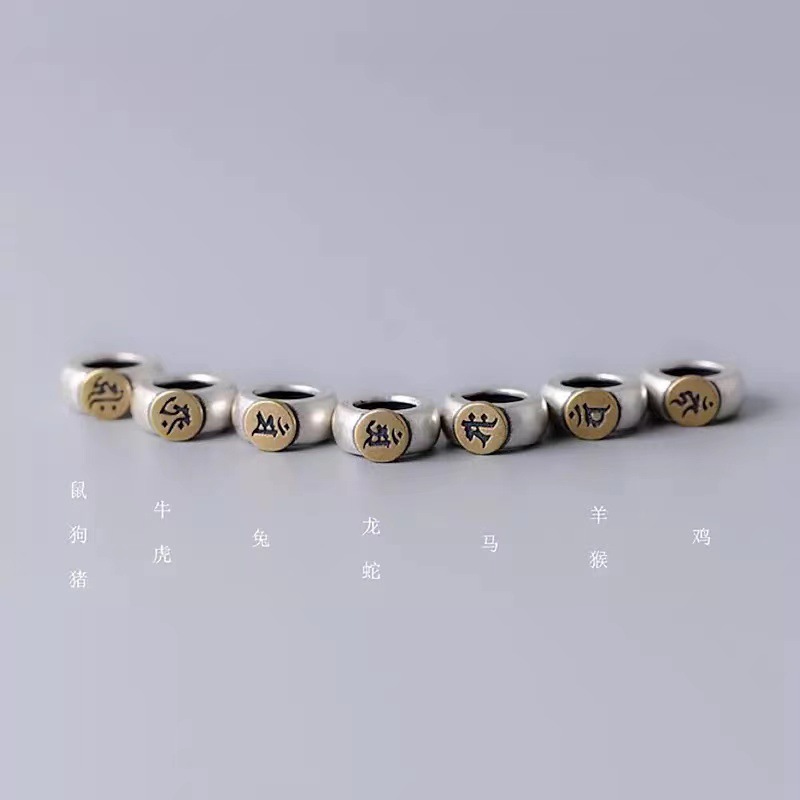 925银心咒配饰十二生肖守护神本命佛梵文隔珠diy手链珠详情16