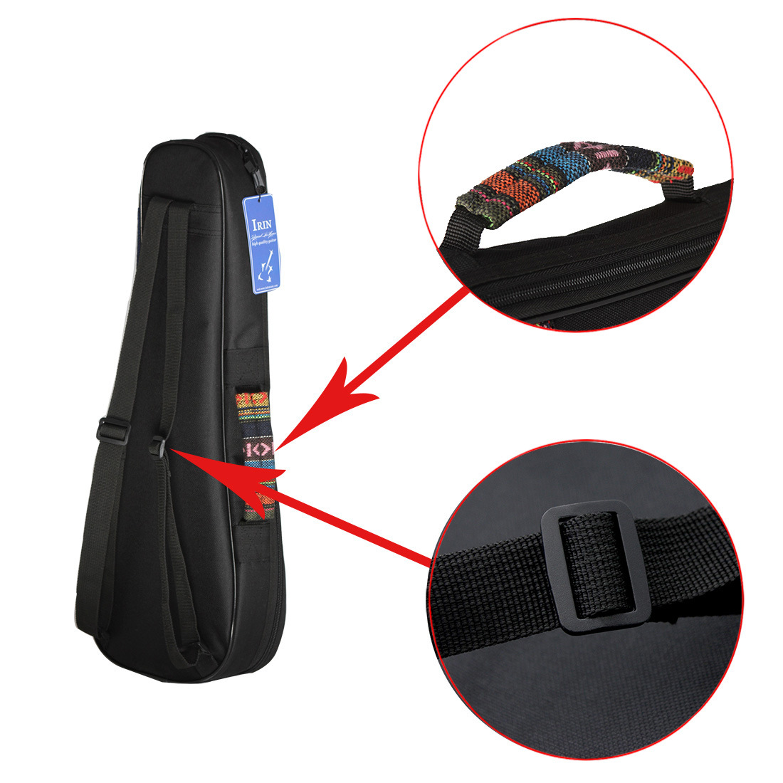 Irin 21-inch ukulele bag with cotton semi-ethnic style ukulele guitar bag, backpack and Ukulele backpack pic 8
