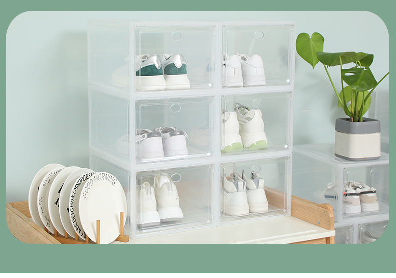 pp thickened transparent shoe box drawer type plastic flip cover dust-proof acrylic storage box shoe combination shoe cabinet wholesale pic 28