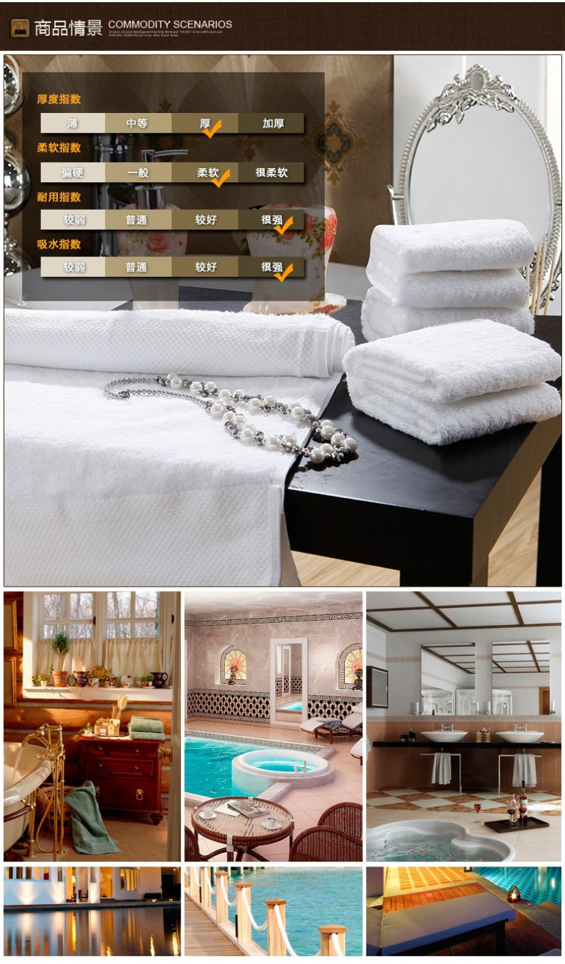 Five-star hotel towels, pure cotton adult face towels, thickened absorbent household white beauty salon face towels, high quality pic 16