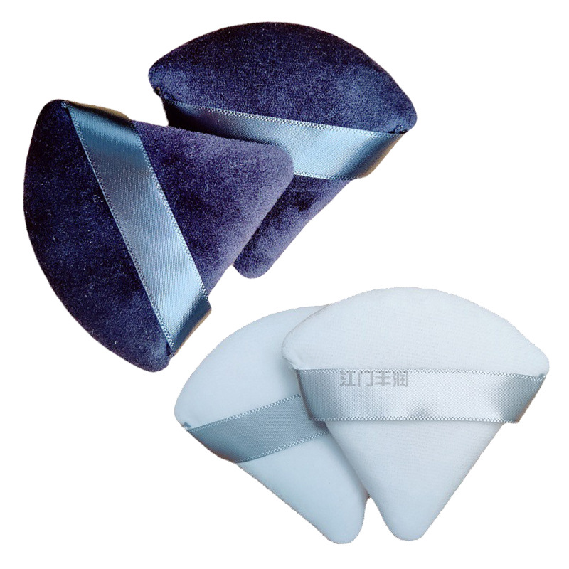 Wholesale of factory-customized fan-shaped setting powder puff, beauty cushion, short velvet surface, super soft triangular loose powder for beauty tools pic 4