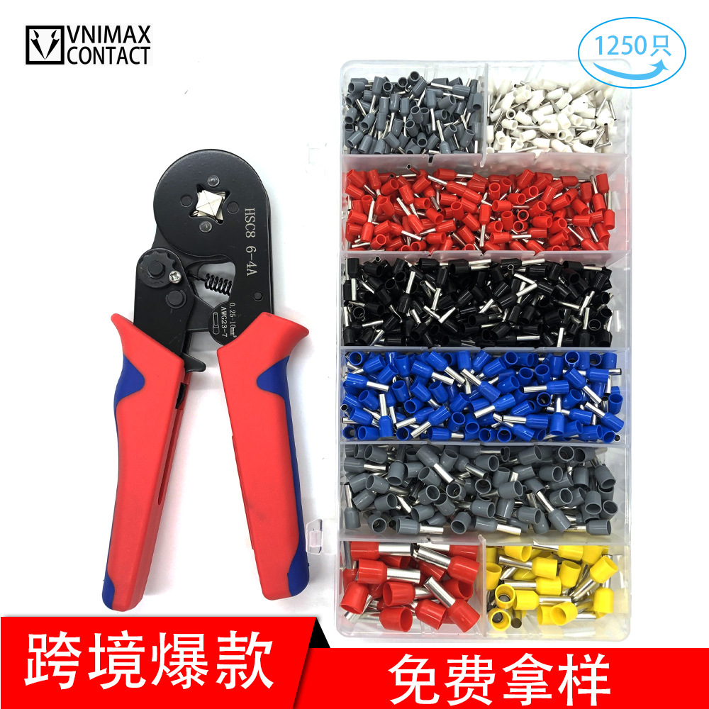 The manufacturer sells HCS8 6-4A tubular terminal crimping pliers sets with multiple specifications and functions, including crimping pliers pic 1