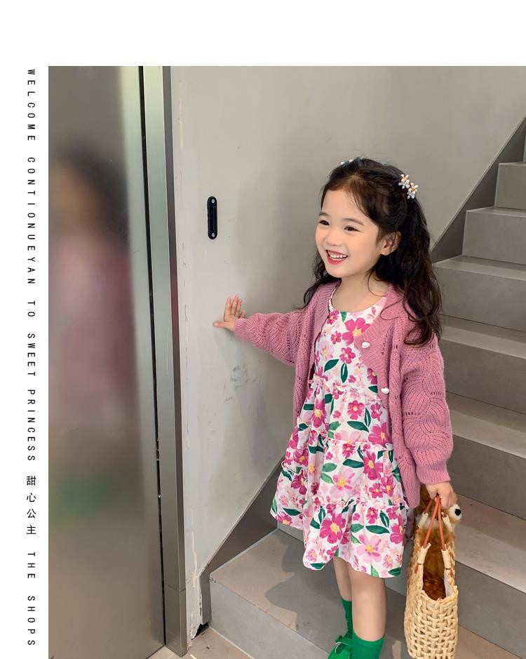 图图小象女童秋季童装儿童韩版碎花连衣裙洋气针织开衫宝宝套装详情33