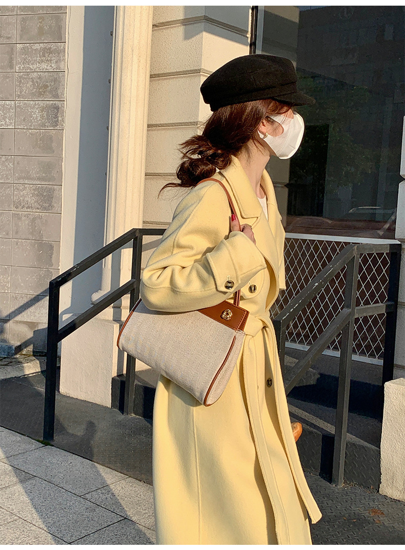 Q469 Dongdaemun Double-sided Cashmere Coat Korean version Autumn and Winter New Style Wool Tie suit collar woolen coat for women pic 35
