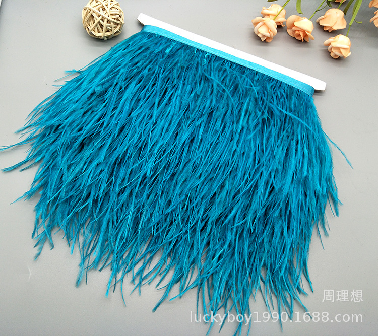 Wholesale 8-10 cm ostrich wool fabric edge colored feather fabric tape, clothing decoration tape fabric edge ostrich ribbon pic 42