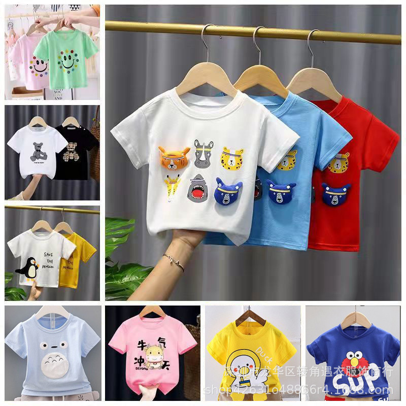 Summer Korean short-sleeved T-shirts for small and medium-sized children are being cleared out for export to Southeast Asia pic 20