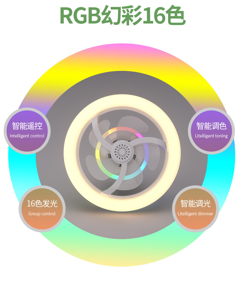 360° oscillating aromatherapy fan lamp, minimalist style, ultra-quiet ceiling fan lamp for hall, dining room and bedroom pic 4