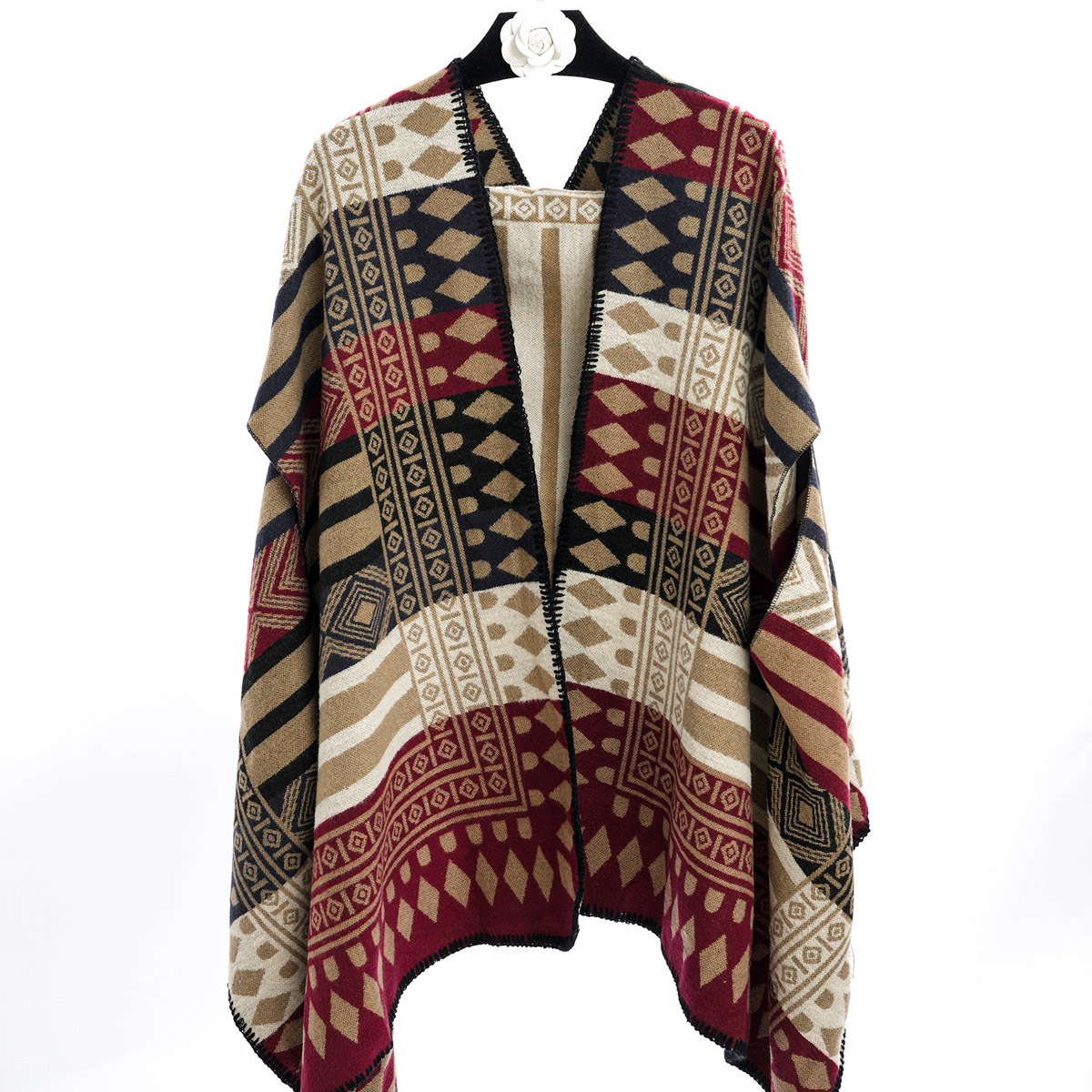 冬季跨境披肩加厚保暖长款拼接色披风仿羊绒双面两用女士时尚斗篷详情14