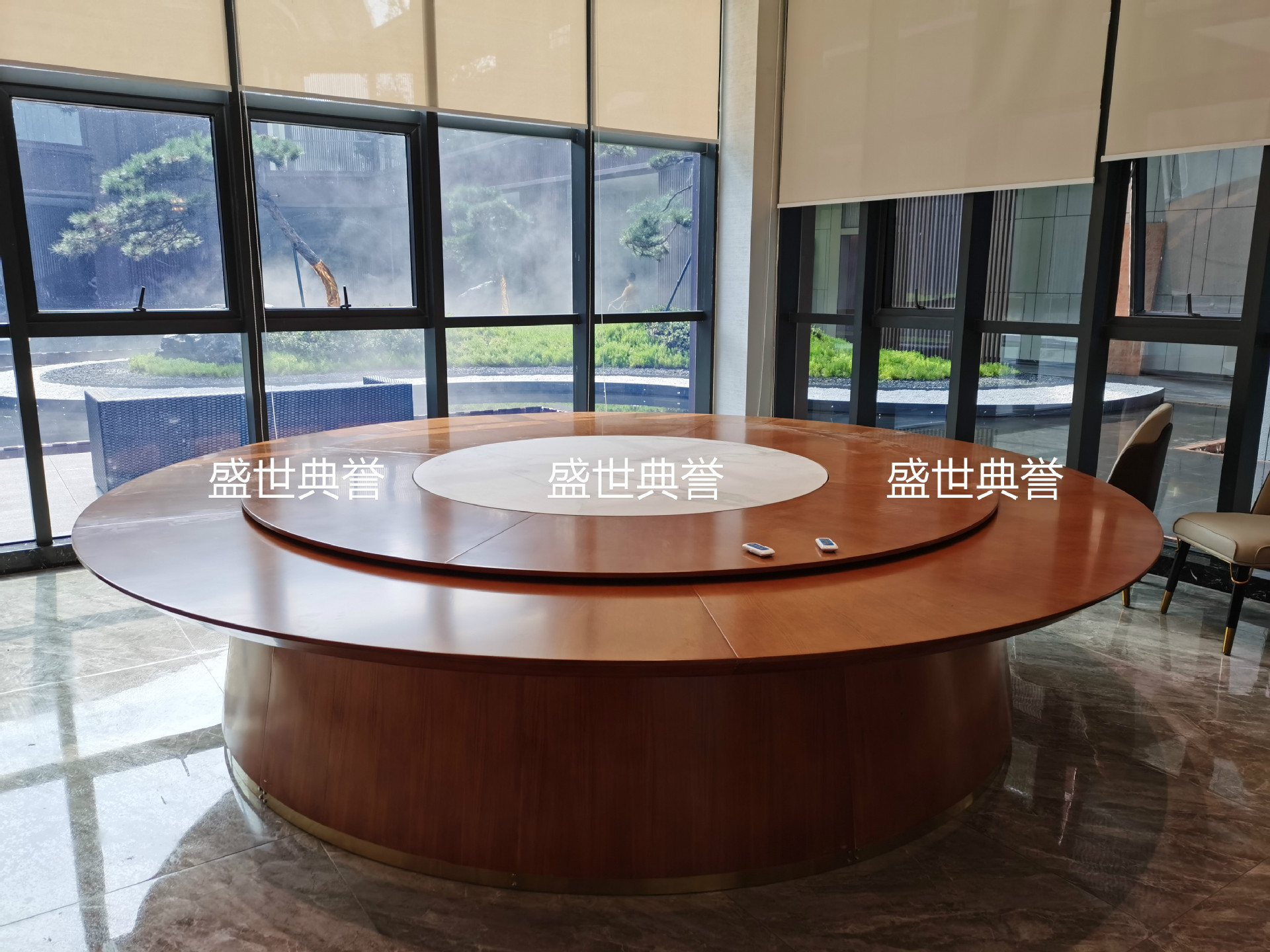 Nantong Seafood Hotel solid wood dining table, restaurant luxury private room, light luxury electric round table, club electric revolving table pic 17