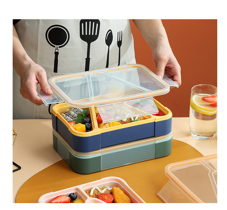 INS风塑料饭盒食品级可微波 学生带饭午餐盒上班族食堂便当保鲜盒详情19