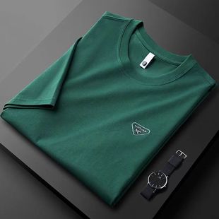 Summer thin short-sleeved T-shirt for men, light luxury and slim fit, ice silk cotton high-end letter printed round-neck T-shirt, trendy top pic 40