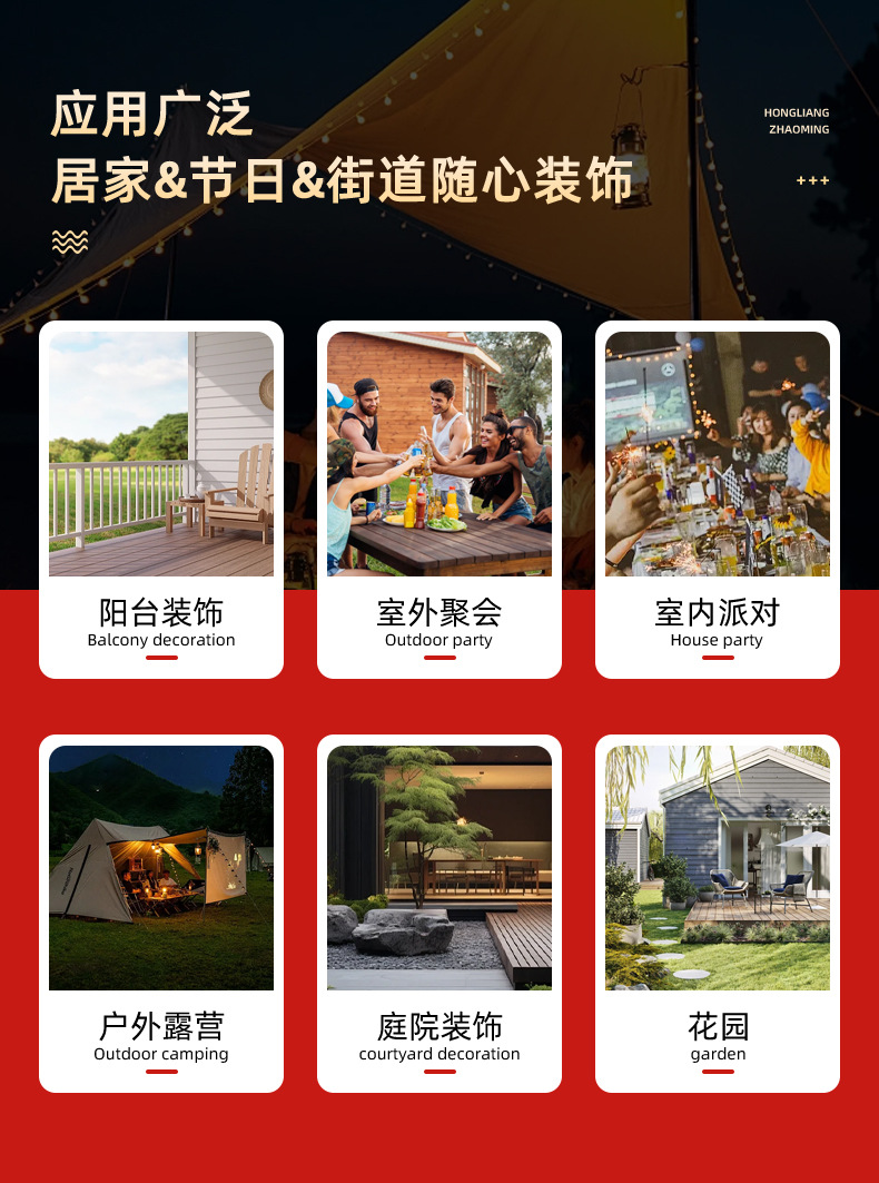 低压G50大灯泡串灯帐篷户外露营防水led氛围天幕装饰庭院布置灯串详情3