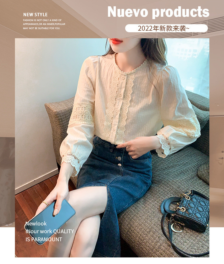 棉衬衫春秋女装欧货早秋款2024年新款时尚洋气春秋上衣打底衫详情3