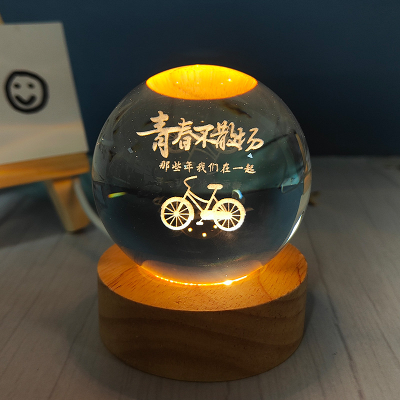 3D inlaid luminous crystal ball decorative item pic 12