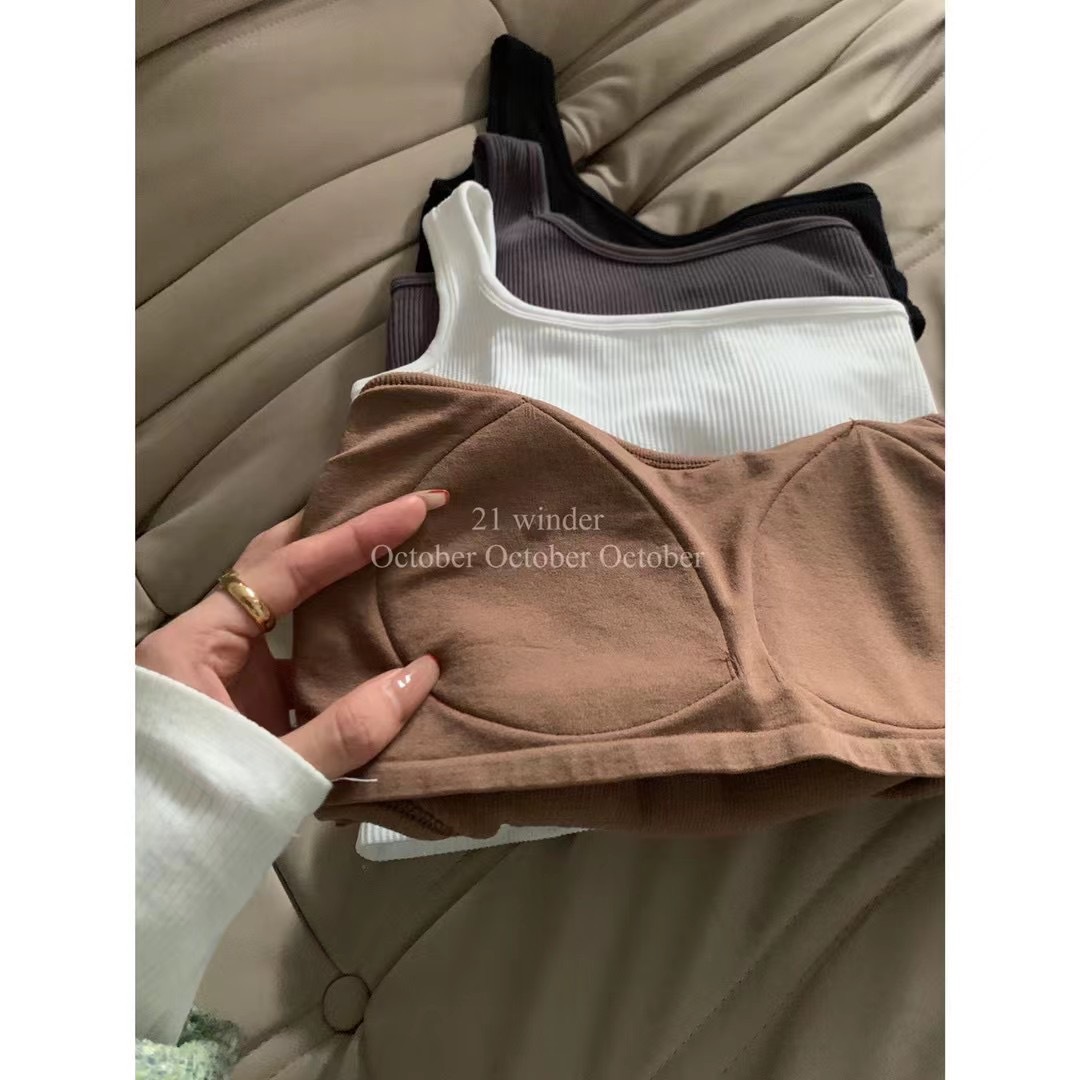 2021新款性感辣妹无痕斜肩抹胸一体固定杯百搭打底外穿裹胸美背女详情2