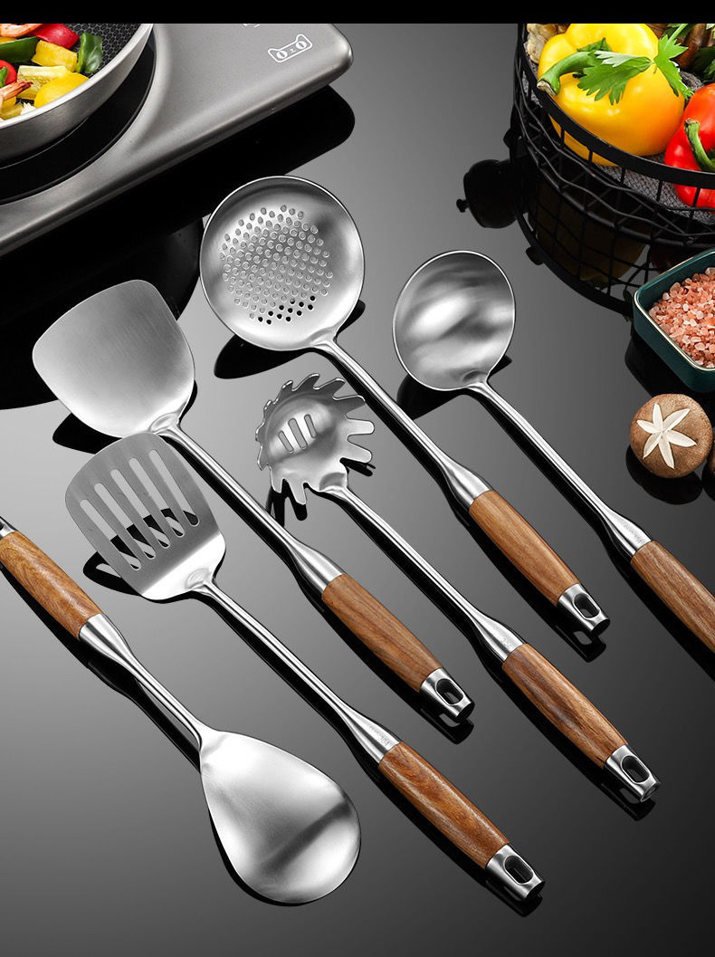 Kitchenware set: Spatula, household 304 stainless steel stir-frying spatula, soup spoon, complete kitchen cooking utensils and cooking tools pic 2