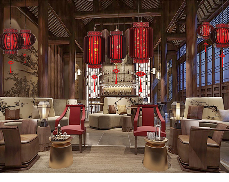 Solid wood rotating lanterns for living room, balcony and tea house decoration, imitation classical electric lanterns, Chinese-style chandeliers, wooden palace lanterns pic 15