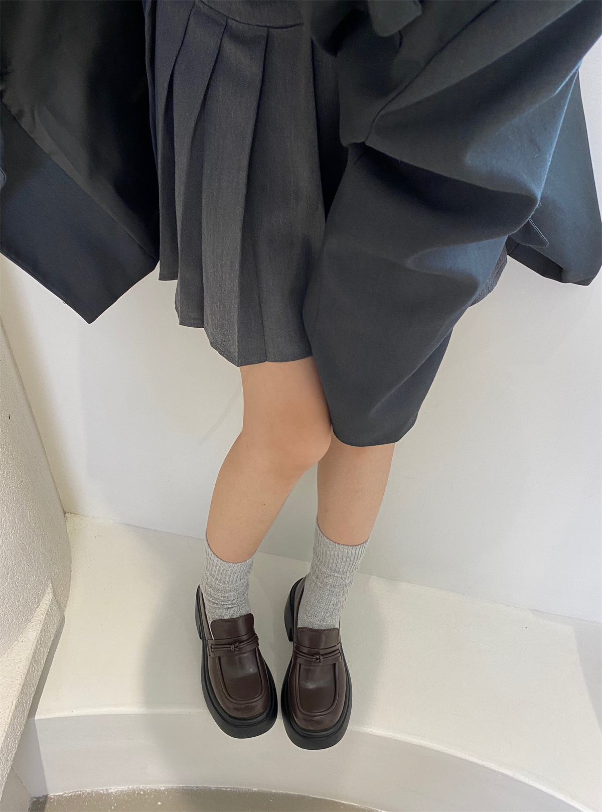 厚底松糕小皮鞋2023新款秋季单鞋女日系JK粗跟乐福鞋详情36